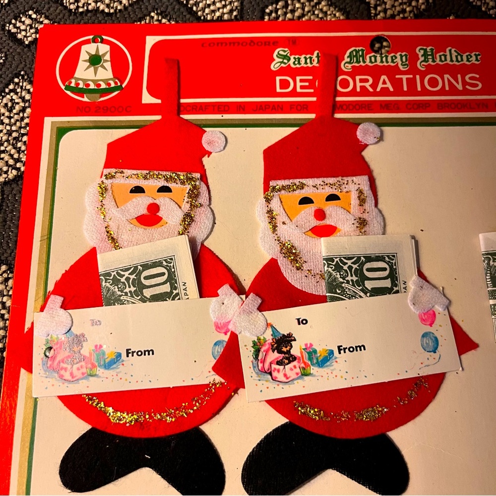 Vintage Santa money holders decorations from Gold Circle New Old Stock- 2 Pieces